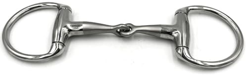 Equine Smile Mors ES0279 Mors à tête d'olive simple cassé avec partie centrale sablée en acier inoxydable Diamètre de l'anneau 70 mm Épaisseur 14 mm (11,5 cm)