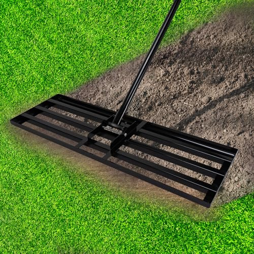 Rastrello di livellamento per prato, raschietto da giardino, strumento di livellamento per prato, rastrello per sabbia, manico in acciaio inox, scarificatore Gardena per giardino, campo da golf, 190