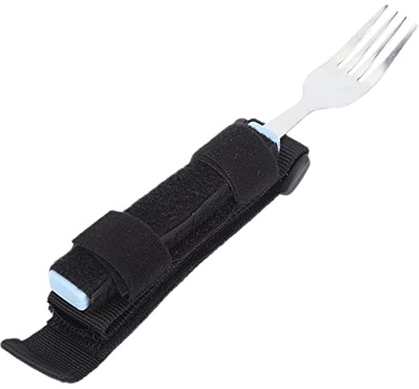 Eminchu Cuchara Flexible Tenedor Giratorio para Comer, Utensilio de Ayuda para Comer, Antideslizante de Agarre Cómodo Ajustable de Acero Inoxidable, Portátil Ligero, Ideal para Pacientes