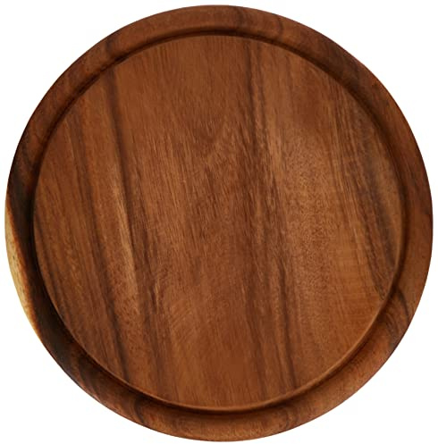 Kesper - 1 Stück Fleischteller mit Saftrille - Frühstücksbrettchen Essbrett - Akazienholz - rund 25 cm ø