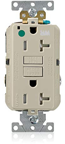 Leviton 20A-125V Extra-Heavy Duty Hospital Grade Tamper/Weather-Resistant Duplex Self-Test GFCI Receptacle, GFWT2-HGI, Ivory