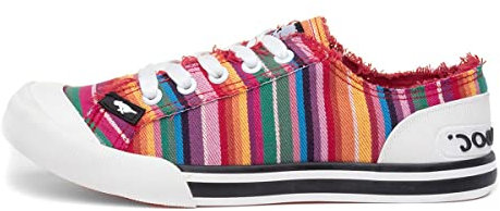 Rocket Dog Womens/Ladies Jazzin Eden Stripe Lace Up Canvas Trainer (8 UK) (Red/Multi)
