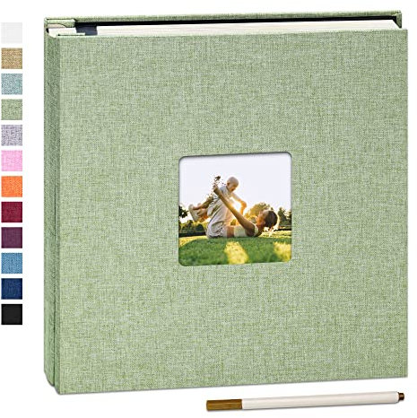 Yopih Selbstklebende 10x15 Fotoalbum Einkleben und zum Selbstgestalten Groß leinen Photoalbum mit 40 weißen Seiten, Hochzeit Jahrestag Geburtstag Geschenke, mit einem Kugelschreiber, 33x32cm