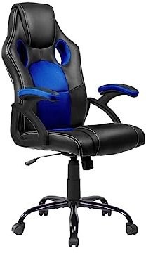 DORMIDAN - Silla Gaming, Silla de Oficina, Silla Giratoria, Regulable en Altura, con Respaldo, para Videojuegos, Silla Racing SR-1 (Azul)