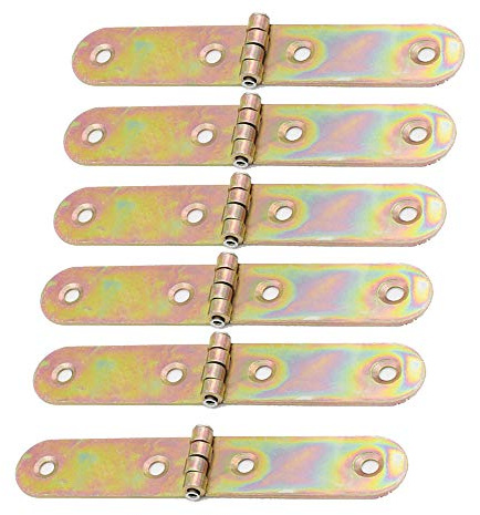 Lot de 6 charnières pliantes en métal plaqué coloré pour table pliante, porte, armoire, armoire (21 mm x 120 mm)