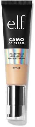 e.l.f. Camo CC Cream, Farbkorrigierende Foundation Mit Mittlerer Bis Voller Deckkraft Und LSF 30, Vegan & Tierversuchsfrei, Light 240 W, 30 g