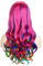 OKVGO Perruque longue bouclée pour femme - pour cosplay, fête, Halloween, costume - Multicolore III - 70 cm (arc-en-ciel)