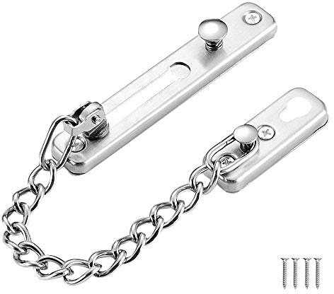 JINXM Türkette Tür Sicherheitskette Kettenschloss Türkette aus Edelstahl Gießen Türsicherung Front Kette Kratzschutz mit Schrauben Hardware Hotel Familie(Silber)