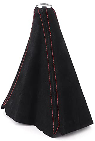 Aramox Universal Suede Gear Lever Gaiter Stick Cover, Classic Suede Gear Shift Gaiters for Most Vehicles (Red Stitching)