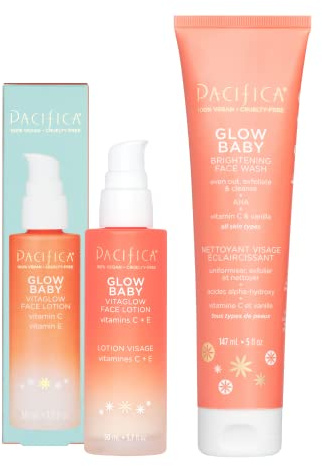 Pacifica Beauty Glow Baby VitaGlow Face Lotion and Brightening Face Wash Set, Skincare, Vitamin C and E, AHA, Exfoliator, Cleanser, Hydrating, Moisturizer, Vegan, 1.7 fl oz and 5 fl oz (Set of 2)