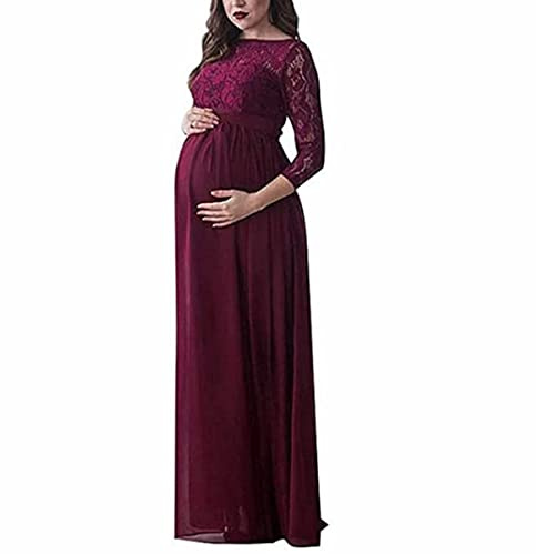 XIXIMAON Robe de Grossesse Longue Femme en Dentelle Robe Matérnité Enceinte d'Été Élégante pour Photographie Soirée Mariage Cérémonie Cocktail