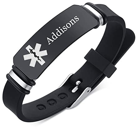 KBNSUIAN Personalisiertes Benutzerdefiniertes Medizinisches Alarm Silikon Armband Allergiebewusstsein für Kinder Frauen Männer Name Krankheit Allergien Ice Gravur Notfall ID Armreif