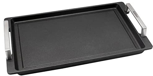 Eurolux Teppanyaki Grillplatte 41 x 24 cm beschichtet - Edelstahl-Seitengriffe - alle Herdarten inkl. Induktion & Grill - glatte Antihaft Oberfläche - Made in Germany