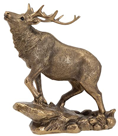 THORNE ANTIQUES AND COLLECTABLES - Highlands Hirsch Skulptur - Hirsch Ornament aus Bronze - Heimdekoration 18 cm x 16 cm x 4 cm