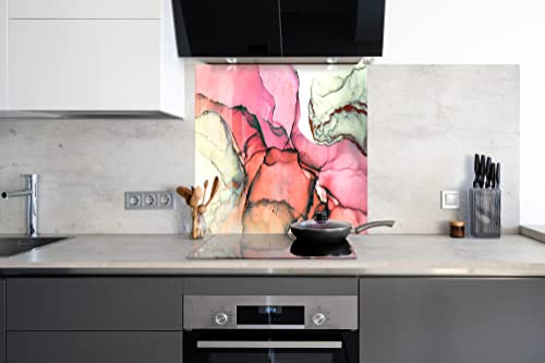 Myphotostation Spritzschutz aus gehärtetem Glas für Küche, Dekoration, Badezimmer, Wandschutz, Ofen, Spritzschutz, Fliesen, Glas, Herd, Spritzschutz für Backofen, 50 x 30 cm, Rosa