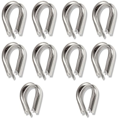 LEONTOOL 10 dedales de acero inoxidable M10 304 para cuerda de alambre de 3/8 pulgadas de diámetro, dedales de cable de 10 mm, surtido de abrazaderas de cable resistentes