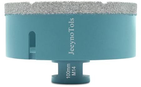 JeeynoTols Sicloche diamant 100mm - trépan foret diamanté carrelage pour les trous dans la porcelaine, la céramique, le granit et le marbre avec un filetage M14.