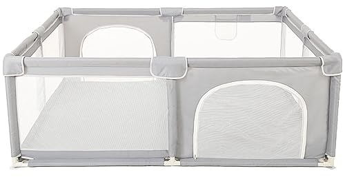 Laufstall Baby Faltbar Laufgitter Baby Multifunktional Tragbarer Baby Playpen -Atmungsaktivem Netz für Kleinkinder im Innen Außen-1,5 * 2,0 m – (grau)