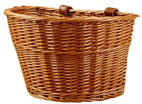 Ulafbwur Cestino per bicicletta, resistente alle intemperie, grande capacità, in vimini intrecciato a mano, accessorio per ciclismo
