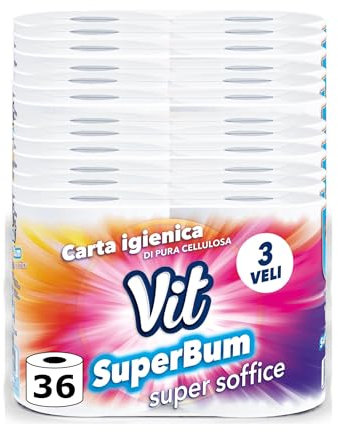 Hermes Shop: VIT Carta Igienica 3 Veli - Confezione da 36 Rotoli, Morbidezza Extra e Resistenza, Ideale per Famiglie e Uffici