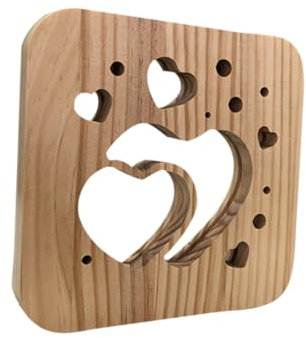 HOMSFOU Tischlampe Herz- Holzarbeit Herzförmiges Licht Holzherzlichter Für Schlafzimmer Holz Hohle Lampe Holz Herz Lampe Das Schild Hölzern 3d Nachttisch
