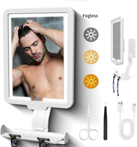 Saiggnyy Large 24 x 36 Modern Wall Mount Bathroom Mirror with Lights, Electronic Defogging, Dimmable 3-Color Lights, Rechargeable, Fogless for Shaving, Makeup, Home Decor