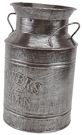 Alipis Retro Iron Sheet Flower Arranging Bucket Decorative Old Treatment Flower Vase European Style Silver Floral Container for Home and Garden Decor