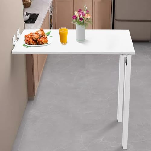 MEELRYD Klappbarer mobiler Buffettischmit, Buffettisch HxBxT 74x40x74cm In- & Outdoor Gartentisch, Balkontisch Partytisch Klapptisch (Weiß)