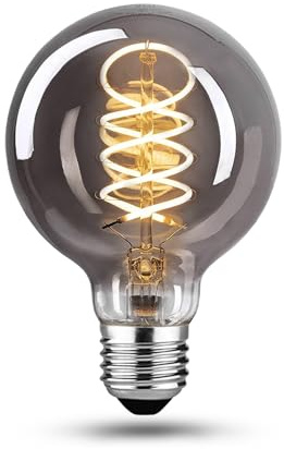 BNITITU Edison LED Vintage Glühbirne, Dimmbar Glühbirne E27 4W LED Warmweiss, Vintage Edison Dimmbar lampe E27 Ideal für Nostalgie und Retro Beleuchtung - Rauchgra - 1 Stück（G80 YHS）