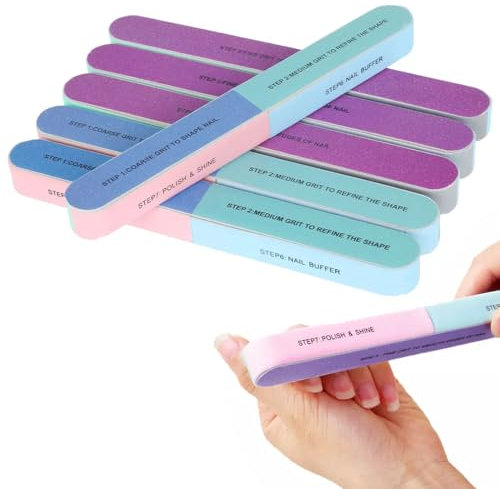 MOLZINY 6 Stück Farbig Polierfeile Fingernägel Polierfeile Fingernägel Multidimensional Nail Buffer Multifunktional Nagel Polierfeile Nail File Für Nagelsalons Nagelpflegeun