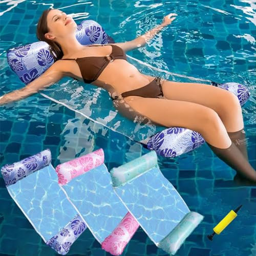 Amaca Gonfiabile adulti,4 in 1 Gonfiabile Letto Galleggiante,Materassini per Piscina, Amaca di Acqua Materassino Amaca Gonfiabile Piscina per Amaca Da Mare sulla spiaggia (3 Pezzi)