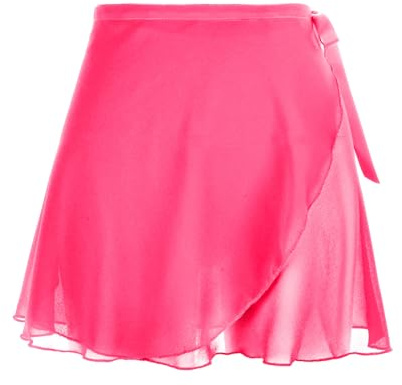 Women's Ballet Wrap Skirt Chiffon Dance Wrap Skirt with Adjustable Waist Tie Gymnastics Ballet Skirts for Women (Rose Red)