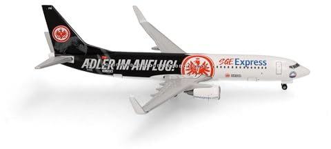 Herpa modellflygplan Sun Express Boeing 737-800 Eintracht Frankfurt – SGE Express – Örnen i inflygning – TC-SPM, miniatyr i skala 1:500, samlarobjekt, modell utan ställ, metall