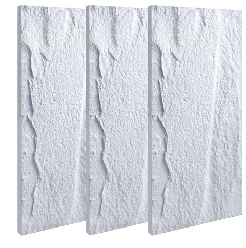 Oracra Wandverkleidung PU-Kunststein-3D-Wandpaneele für Den Innen- Und Außenbereich, 60 X 120 cm Strukturtapeten-Paneele, Moderne Wandverkleidung/Fliesen-Hintergrunddekoration(White,3PCS)