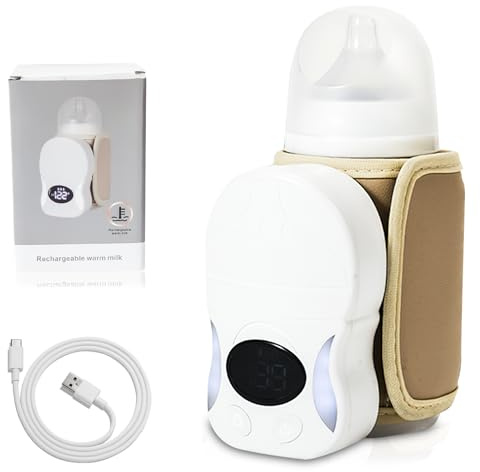 Tragbarer Flaschenwärmer Baby, Flaschenwärmer Baby Unterwegs, 10000 MAh Drahtloses Milchwärmer mit Intelligenter, 6 Einstellbare Temperatur, USB-Babyflaschenwärmer für Hause Unterwegs Reisen