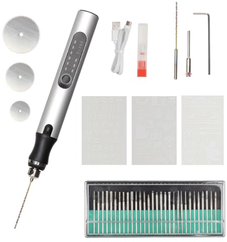 Mini bolígrafo grabador eléctrico con 36 puntas, dispositivo de grabado recargable para manualidades en vidrio, metal, madera, resina, diseño compacto e inalámbrico