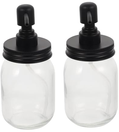 Alipis 2pcs Honey Jam Dispenser Jars with Pump Lids Airtight Canning Bottles for Syrups Juices Spices Black Packaging for Canned Fruits and Homemade Juices
