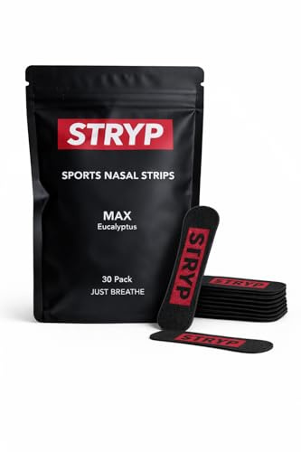 STRYP Nasal Strips for Breathing, Nose Tape Snoring Aids for Men & Women | 30-Pack, Eucalyptus Scent, Medical Grade Adhesive for Sport, Sleep, and Recovery, Running Essentials, Nose Strips for Snoring