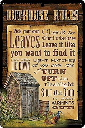 JIUFOTK Affiche de règles de toilettes extérieures, panneaux vintage, décoration murale. 8x12 pouces