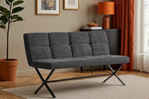 Bekrvio - Panca per sala da pranzo in velluto - 140 cm - Stile industriale moderno - Con piedi in metallo solidi - Panca imbottita di 11 cm di spessore - Per tavolo da pranzo, cucina, corridoio