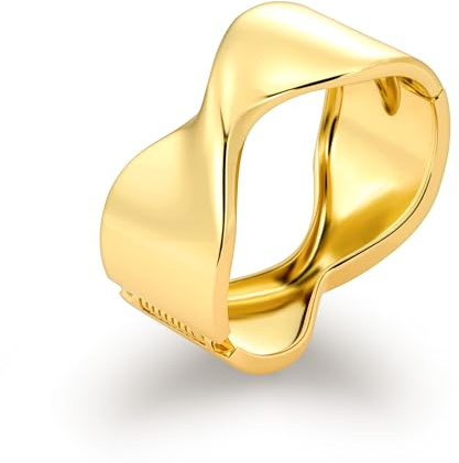 ALEXCRAFT 14K Vergoldet Armreif Große Breit Silber 925 Cuff Armband Damen