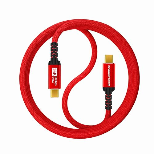 ZeroneTeck Thunderbolt 5 Cable Compatible 6.6FT, 80Gbps High Speed Data Transfer, 120Gbps Video Bandwidth [Dual 8K or Triple 4K] Display, 240W Charging, USB C Monitor Cable for MacBook, iPhone 17, SSD