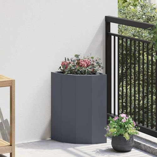 Swpsd Corner Planter Anthracite 30 x 30 x 50 cm Steel flowerpot Model883677