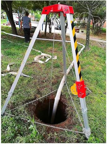 Verstellbares Absturzsicherungs-Set, Aluminium-Rettungsstativ, Notfall-Feuerwehr-Seilsystem für hohe Plätze, Klippen, enge Räume – 1200/1800/1179 kg Kapazität