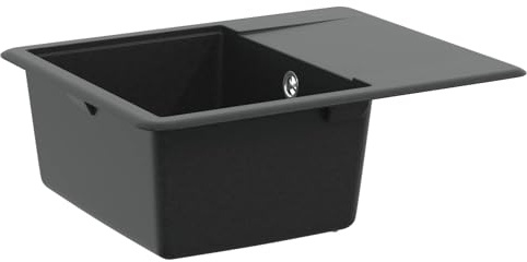 Lavabo moderno da cucina nero 560 x 460 mm in 80% quarzo e 20% resina granito lavabo da incasso con design rettangolare per un facile montaggio e una superficie facile da pulire
