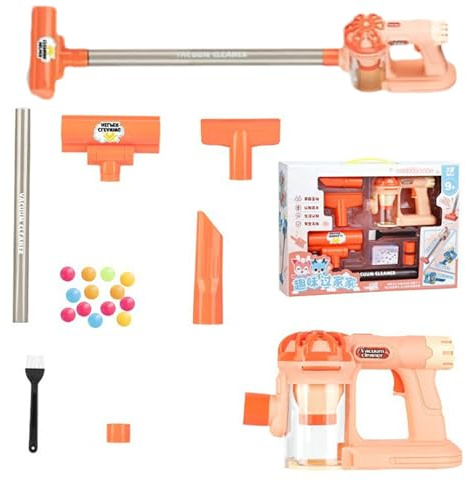 Barndammsugare - Simulerad elektrisk städleksak för barn, låtsaslek sopverktygssats, hushållssats | Realist House Games Träningsutveckling 3+ år Pojkar Flickor 61,8x12,6x11cm 24,33in