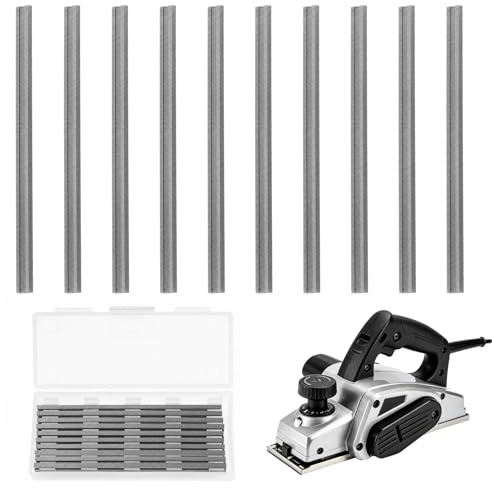 Box of 10-82mm Reversible Electric Planer Blades, Manganese Steel Planer Blades with Double Cutting Edges, Compatible with Makita, Bosch, Black& Decker, Hitachi, for Professional & DIY Woodworking