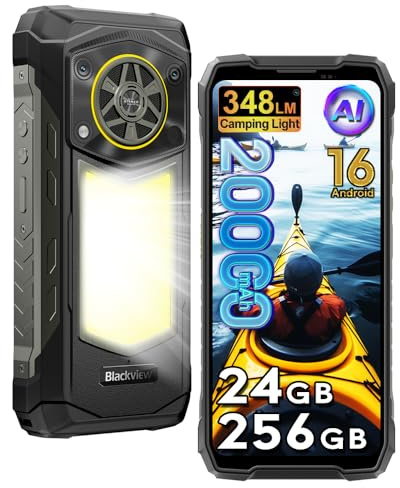 Blackview Rock 5 Téléphone Portable Incassable, 24Go+256Go Android 16 Téléphone Incassable, 6,78 FHD+ 120Hz, 20000mAh Smartphone Incassable, Haut-Parleur HiFi 5W, 108MP+50MP,WiFi 5/NFC/OTG/GPS, Noir