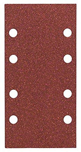 Bosch Accessories Feuille Abrasif pour Ponceuses Orbitales, 8 Trous, 80 Grain, 93mm x 186mm, Lot de 10, Gris