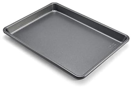 Chicago Metallic Commercial II Non-Stick Small Cookie/Baking Sheet. Perfect for making jelly rolls, cookies, pastries, one-pan meals, and more,12.25 by 8.75, Gray